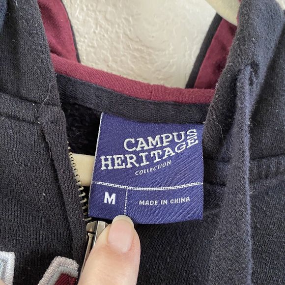 Texas A&M Black Zip Jacket Hoodie Campus Heritage Collection Medium Zip Front - Picture 5 of 7